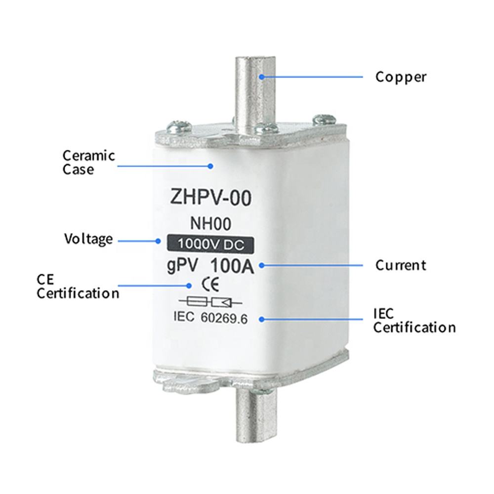 NH00-1000V IEC Lav voltage fotovoltaisk knivsikring Plast 80A 6ka Brydekapacitet